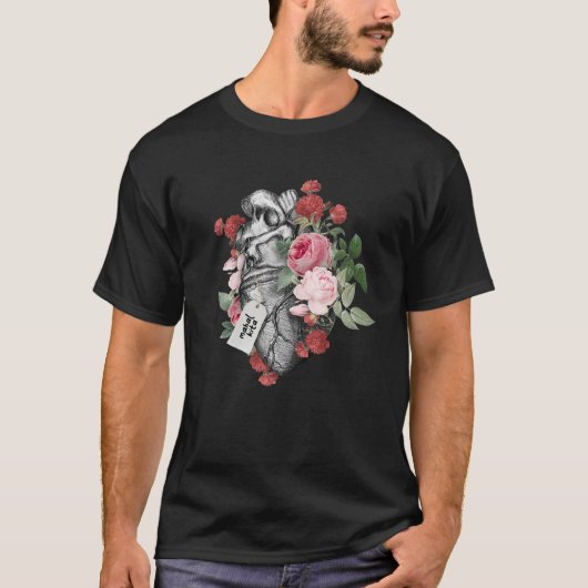 T-shirt Organe Cardiaque Anatomique Et Fleurs Avec Mahal K (Devant)