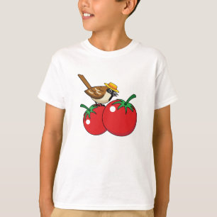 T-shirt Organic lover Sparrow Eating Red Tomato