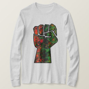 T-shirt orgueil noir poing vert rouge pan drapeau africain