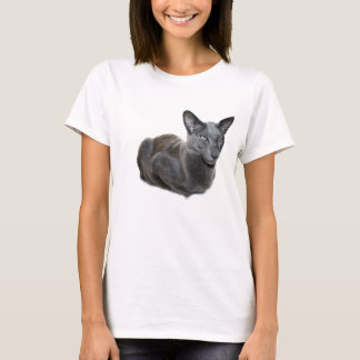 T-shirt oriental bleu de chat de Shorthair