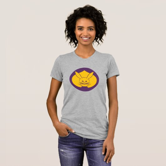T-shirt Oriental Jaune violet Japon Rabbit Mon Kamon Art (Devant entier)