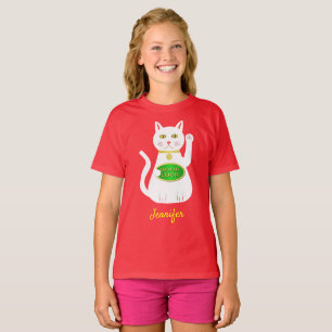 T-shirt Oriental Lucky Cat Nom personnalisé