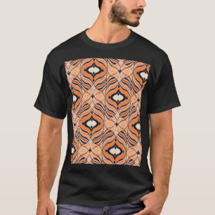 T-shirt Oriental Seamless : Ornement orange noir