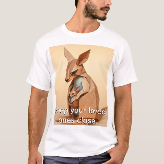 T-shirt Origami Kangaroo and its Joey  (Devant)