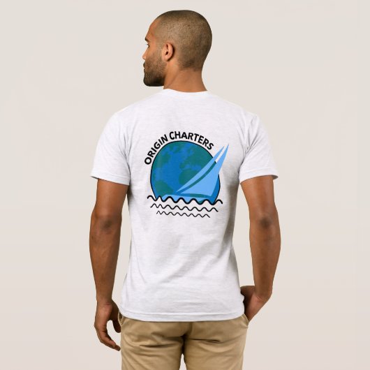 T-shirt 'Origin Charters' Bateau Capitaine Ash Impression (Dos entier)
