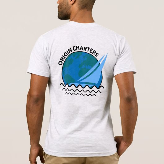 T-shirt 'Origin Charters' Bateau Capitaine Ash Impression (Dos)