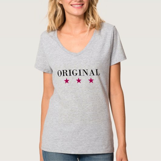 T-shirt Original Text with Three red stars symmetrical (Devant)