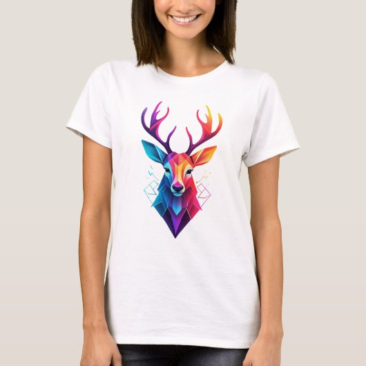 T-shirt orignal, cerf, art coloré (Devant)