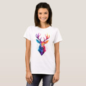 T-shirt orignal, cerf, art coloré (Devant entier)