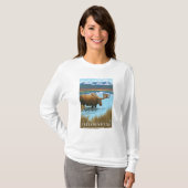 T-shirt Orignaux buvant ressortissant à lac - Yellowstone (Devant entier)