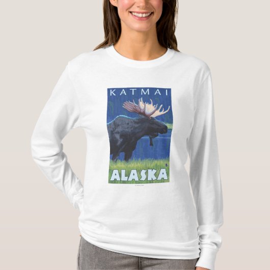 T-shirt Orignaux la nuit - Katmai, Alaska (Devant)