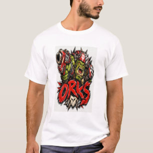 T-shirt Orks Guerrier Vert – Bâton de jeu de guerre brutal