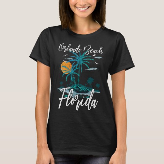 T-shirt Orlando Beach Floride Famille Vacances Palm Tree S (Devant)
