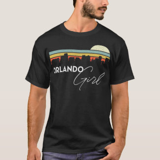 T-shirt Orlando Girl Retro Sunset City Skyline Souvenir