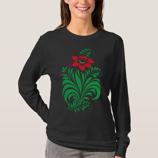 T-shirt Ornamental Floral Flower Design – Elegant (Devant)