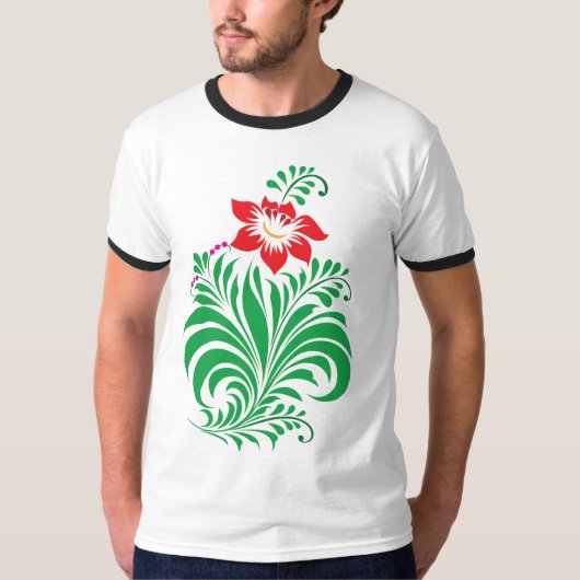 T-shirt Ornamental Floral Flower Design – Elegant (Devant)