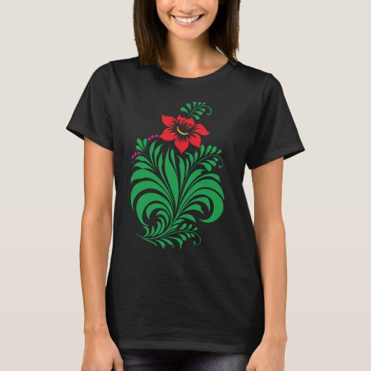 T-shirt Ornamental Floral Flower Design – Elegant (Devant)