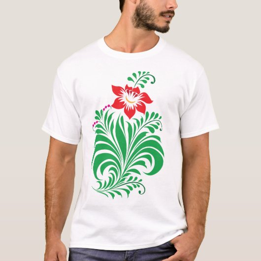 T-shirt Ornamental Floral Flower Design – Elegant (Devant)