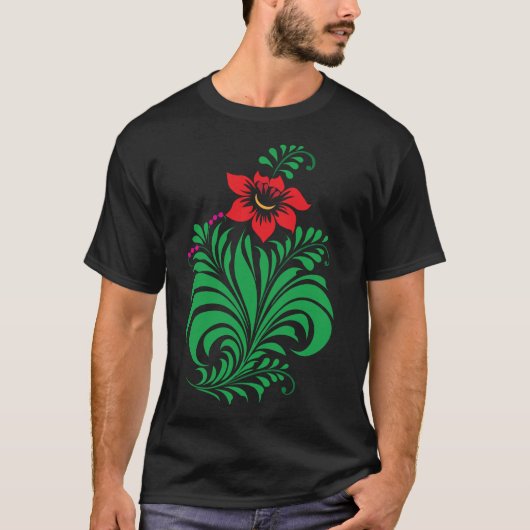 T-shirt Ornamental Floral Flower Design – Elegant (Devant)