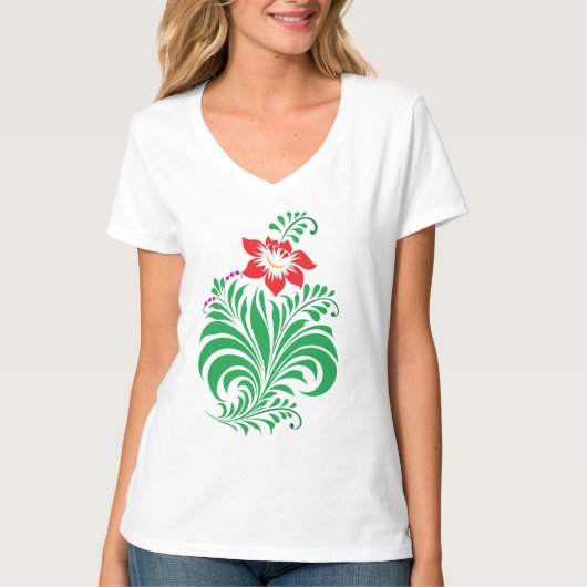 T-shirt Ornamental Floral Flower Design – Elegant (Devant)