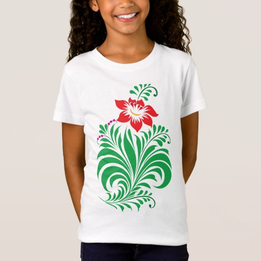 T-Shirt Ornamental Floral Flower Design – Elegant (Devant)