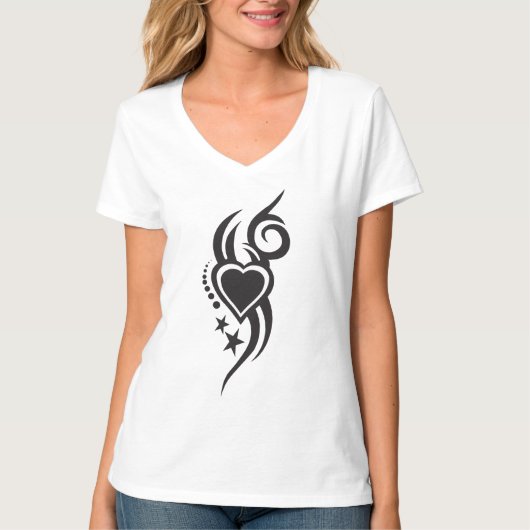 T-shirt Ornamental Floral Heart Tattoo  (Devant)