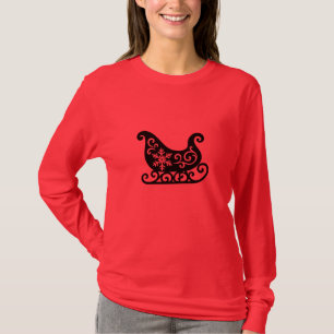 T-shirt Ornate Sleigh with White Snowflake Design