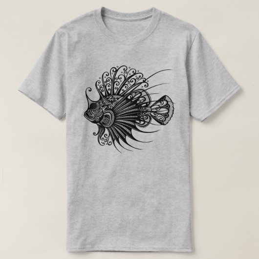 T-shirt orné du mandala tribal complexe du poisson (Design devant)