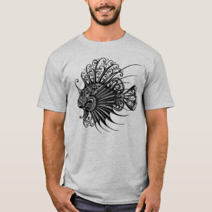 T-shirt orné du mandala tribal complexe du poisson