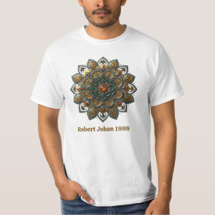 T-Shirt Orné Mandala Sarcelle et Or Bohème