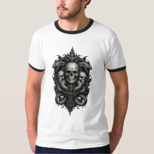 T-shirt Ornement de crête triple crâne gothique