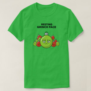T-shirt Ornement de Noël au Visage Grincheux au Repos