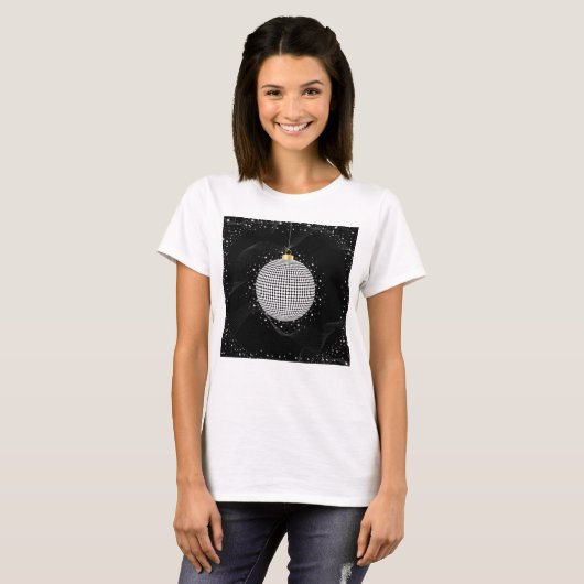 T-shirt Ornement de Noël Boule de Disco Élégante (Devant entier)