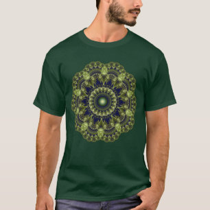 T-shirt Ornement en mosaïque verte fractale