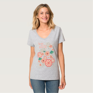 T-shirt Ornement floral de paon de vol de jardin de pêche