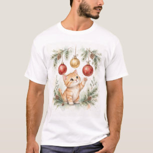T-shirt Ornements de Noël Chatons Aquarelle