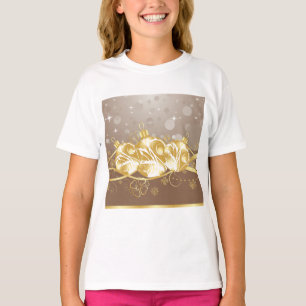 T-shirt Ornements de Noël en Or Élégants et Paillettes