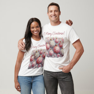 T-shirt Ornements de Noël impressionniste Whimsical rose