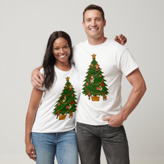 T-shirt Ornements de personnage d'arbre de Noël en cloison