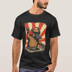 T-shirt Ornithorynque DJ House Musique Rétro Amateur d'Ani