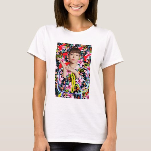T-shirt Orphelin noir | Alison - Motif Floral (Devant)