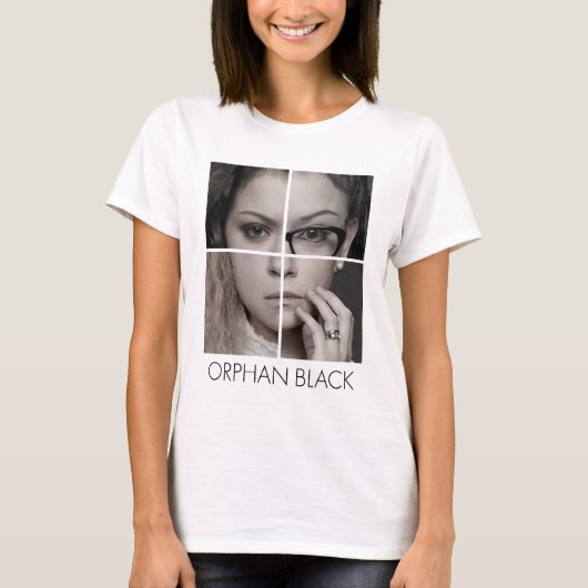 T-shirt Orphelin noir | Collage de clonage (Devant)