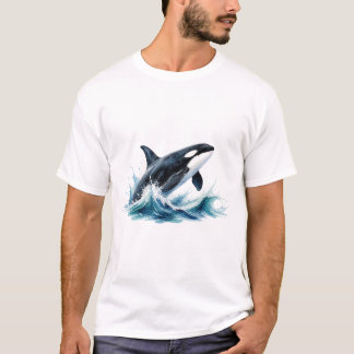 T-shirt Orque bondissante dans une gerbe de vagues