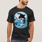 T-shirt Orque Majestueux Baleine Tueuse Vagues Bleues Océa (Devant)
