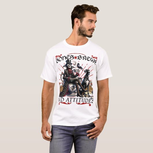 T-shirt Os, brasses et mauvaises attitudes Skeleton Coffee (Devant entier)