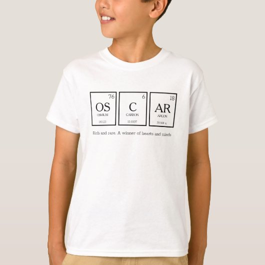 T-shirt Oscar éléments de table périodique nom de chimie (Devant)