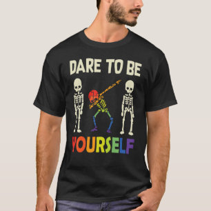 T-shirt Osez-Vous Squelette Lgbtq Pride Rainbow Graphique