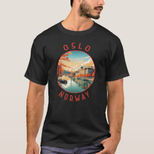 T-shirt Oslo Norvège Cercle en détresse rétrograde