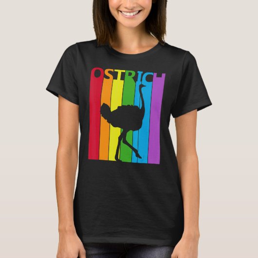 T-shirt Ostrich arc-en-ciel mignon (Devant)