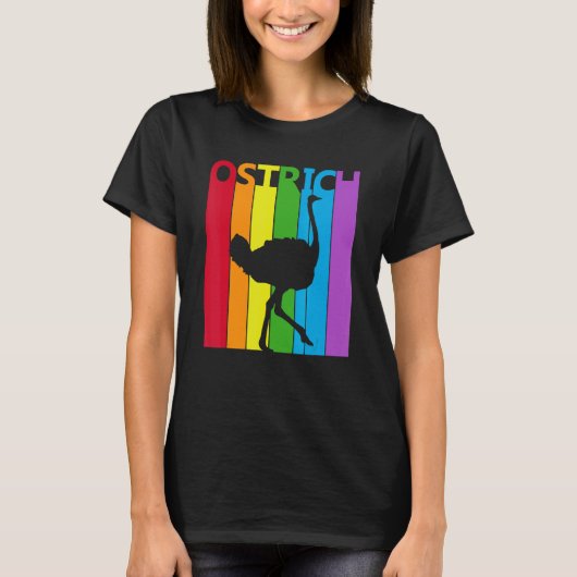 T-shirt Ostrich arc-en-ciel mignon (Devant)